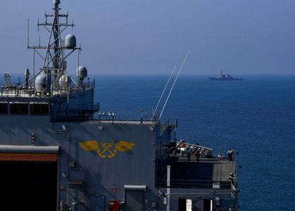 USS Hershel "Woody" Williams (ESB 4) departs Rota, Spain