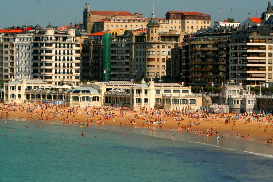Beach swimmers sunbathers