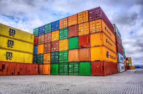 Stacked container terminal container handling