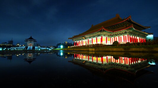 Chung cheng age reading hall night view landscape photo