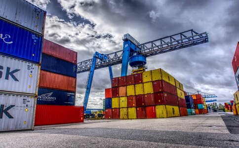 Stacked container terminal container handling photo