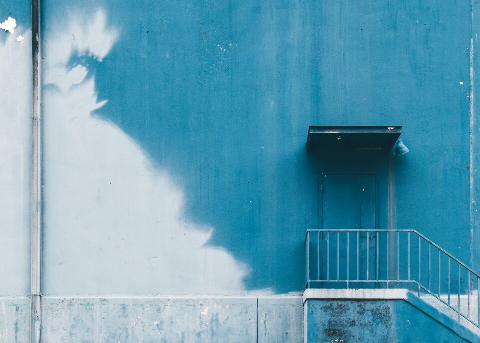 Blue wall door