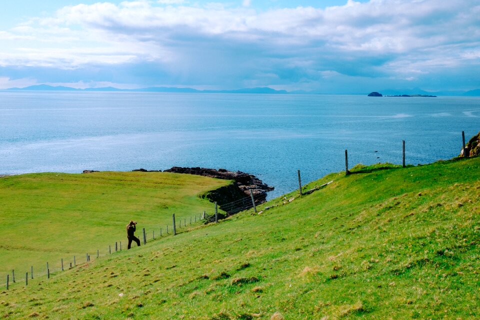 Wire fence sea photo