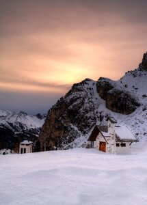 Mountain ski sunset