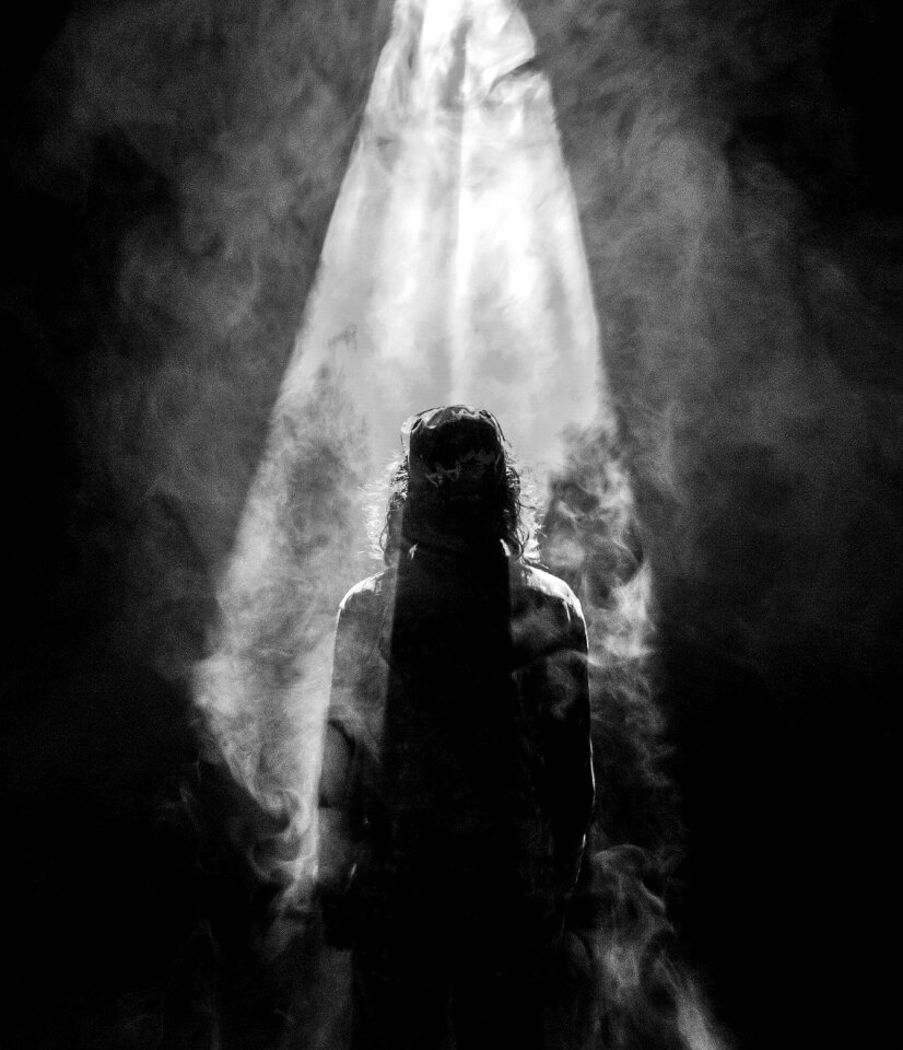 People alone gray light