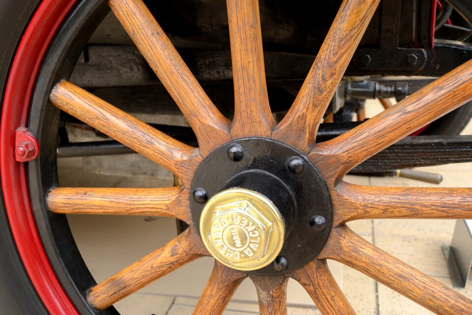 Veteran wooden wheel the wooden spokes of the wheel