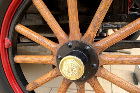 Veteran wooden wheel the wooden spokes of the wheel