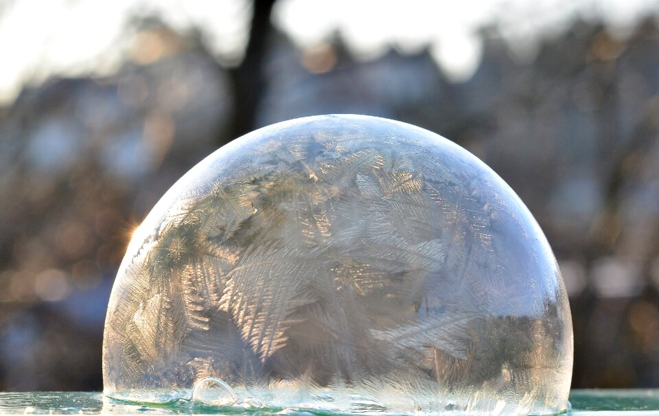 Frozen bubble wintry backlighting
