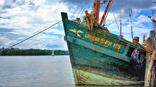 Green deep sea port photo