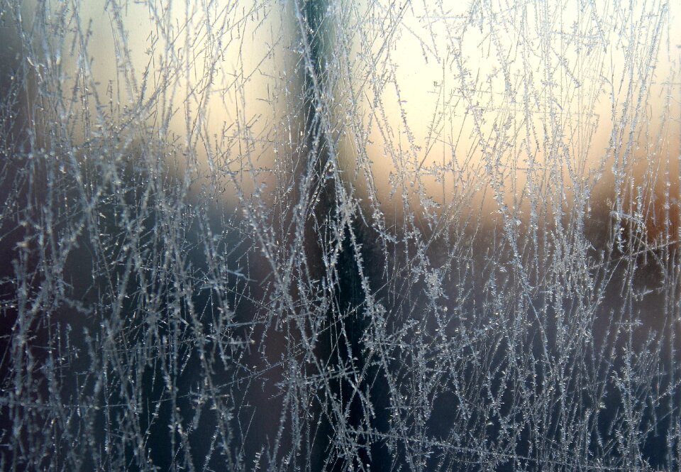 Frost february on glass painting