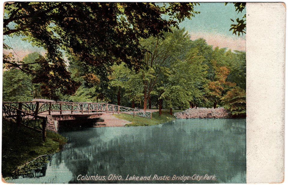 Lake and Rustic Bridge, City Park, Columbus, Ohio (1909)