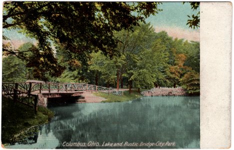 Lake and Rustic Bridge, City Park, Columbus, Ohio (1909) photo