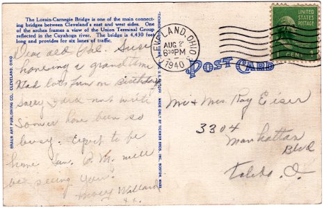 Back of Lorain-Carnegie Bridge and Union Terminal, Clevela…