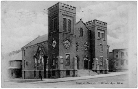 Baptist Church, Cambridge, Ohio (1928) (Black and White) photo
