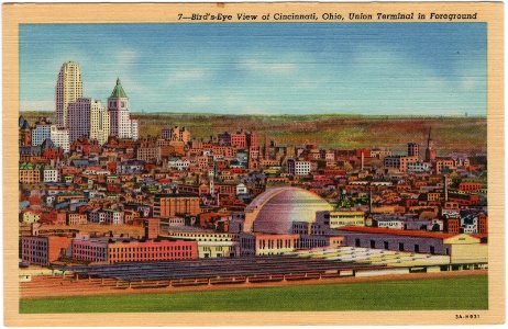 Bird's Eye View of Cincinnati, Ohio, Union Terminal in For… photo