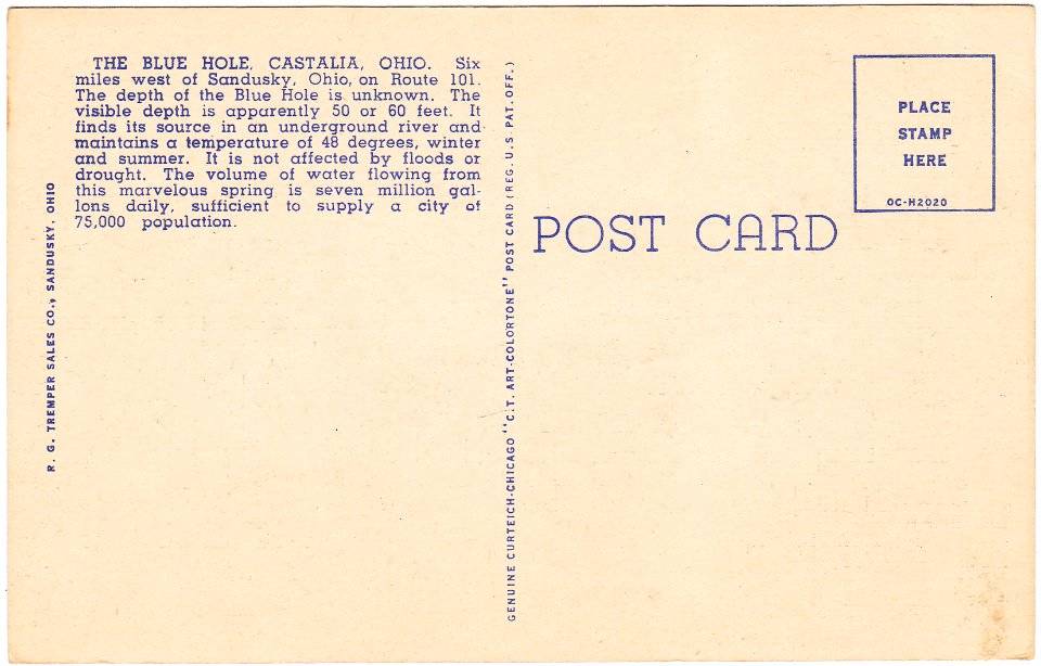 Back of Entrance to Blue Hole, Castalia, Ohio (Date Unknow…