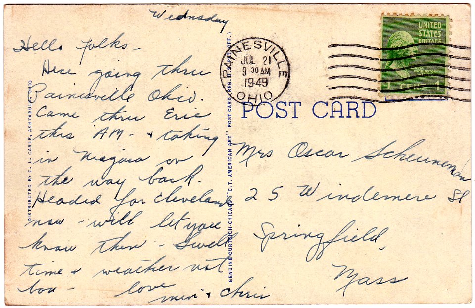Back of Monument Park, Painesville, Ohio (1949)