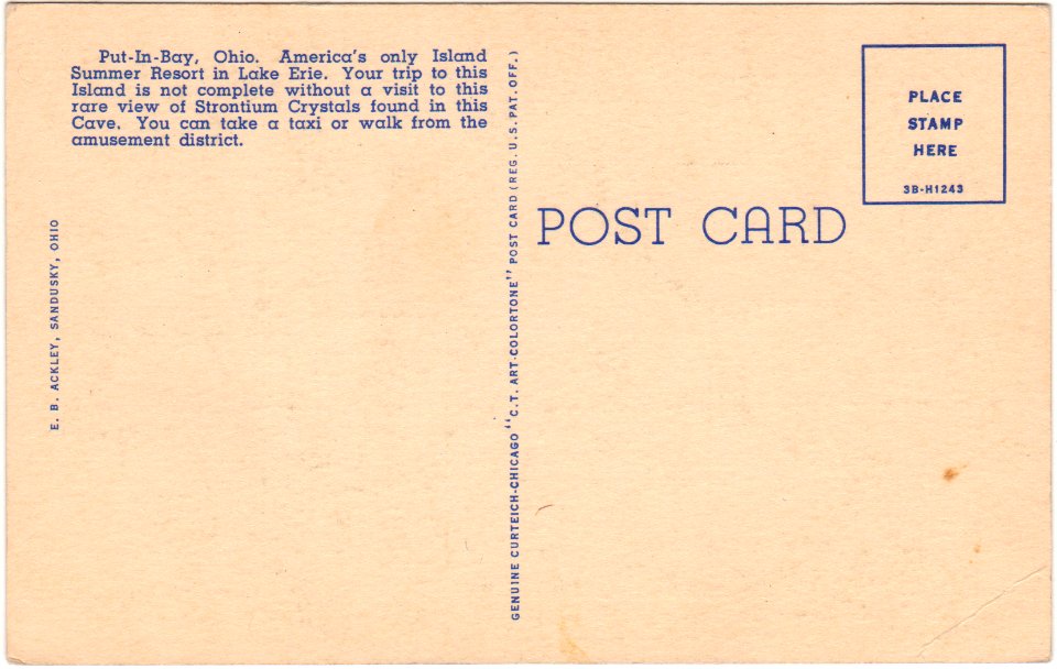Back of Crystal Cave, Put-In-Bay, Ohio (Date Unknown)