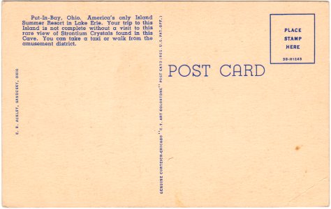 Back of Crystal Cave, Put-In-Bay, Ohio (Date Unknown) photo