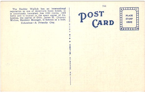 Back of The Deshler Wallick in Columbus (Date Unknown)