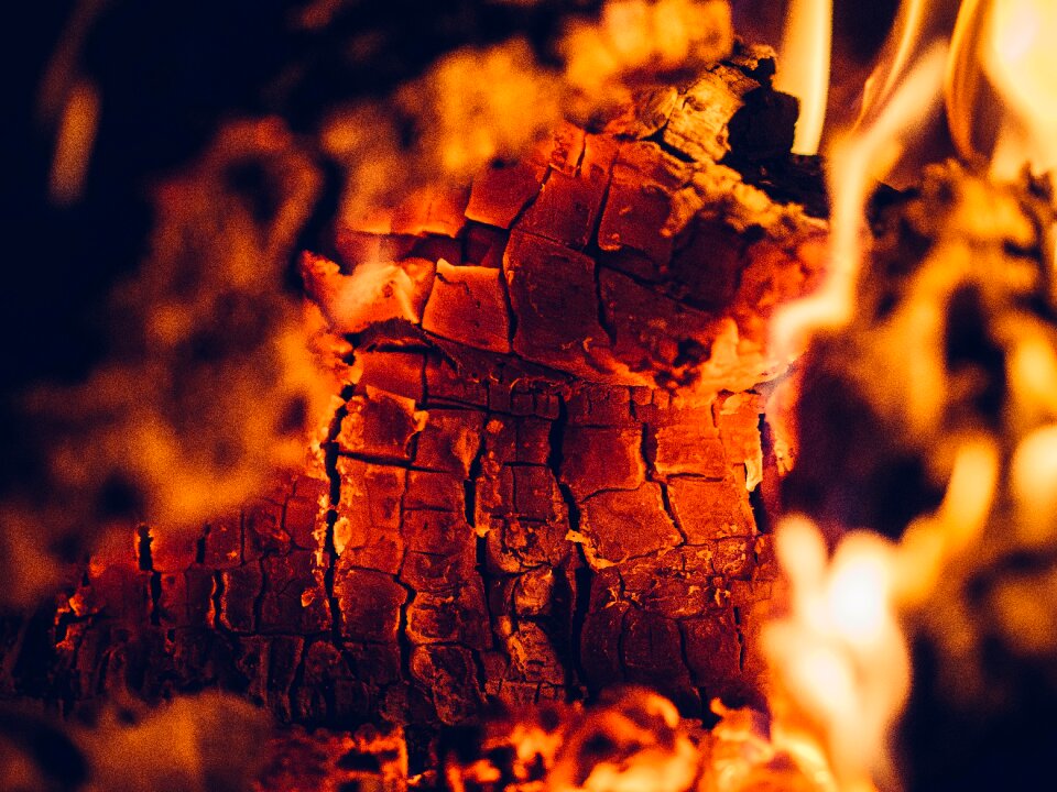 Flames fireplace hot