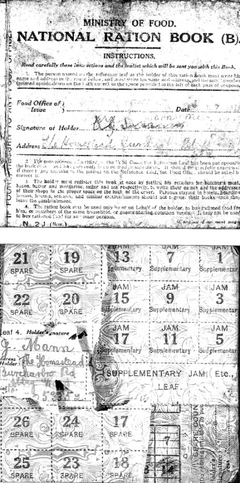 Libreta de racionamiento en Gran Bretaña 1918