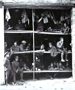 Soldados canadienses amontonados en sus literas photo