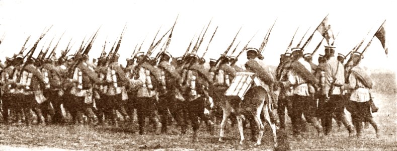 1914 Infantería de Rusia en marcha - Regimiento Pavloff