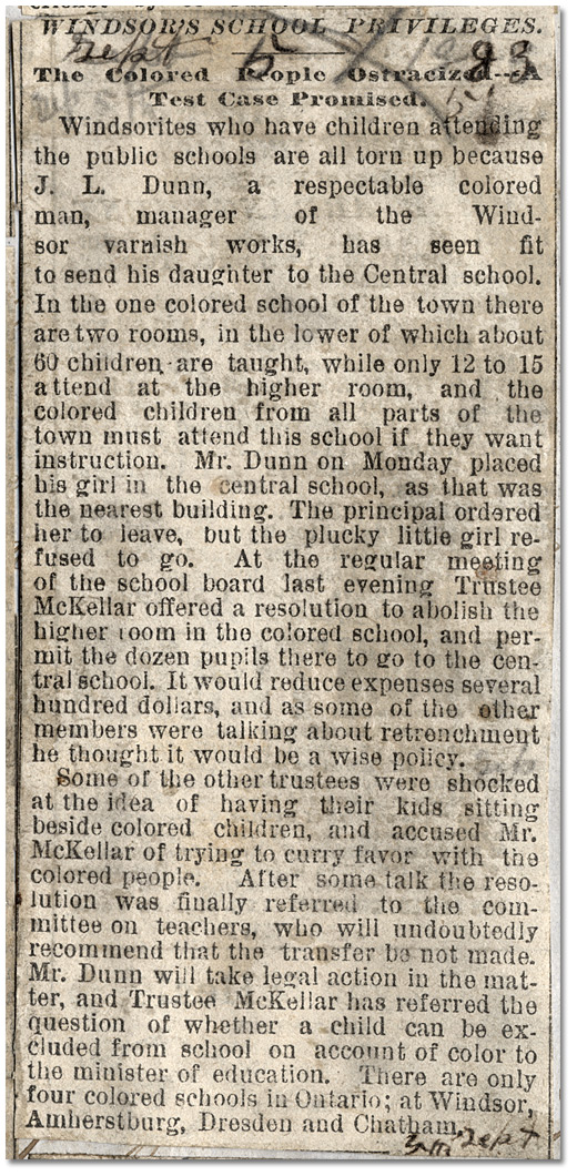 Windsor's School Privileges [In 1883, J. L. Dunn attempted…