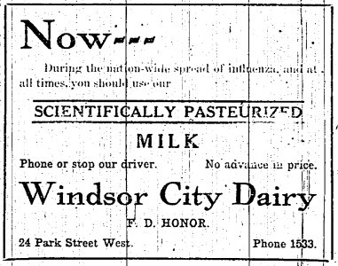 Advertisement for Windsor City Dairy