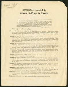 Association opposed to woman suffrage in Canada