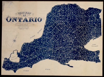 Road map of Ontario (west of Toronto) showing the main roa… photo