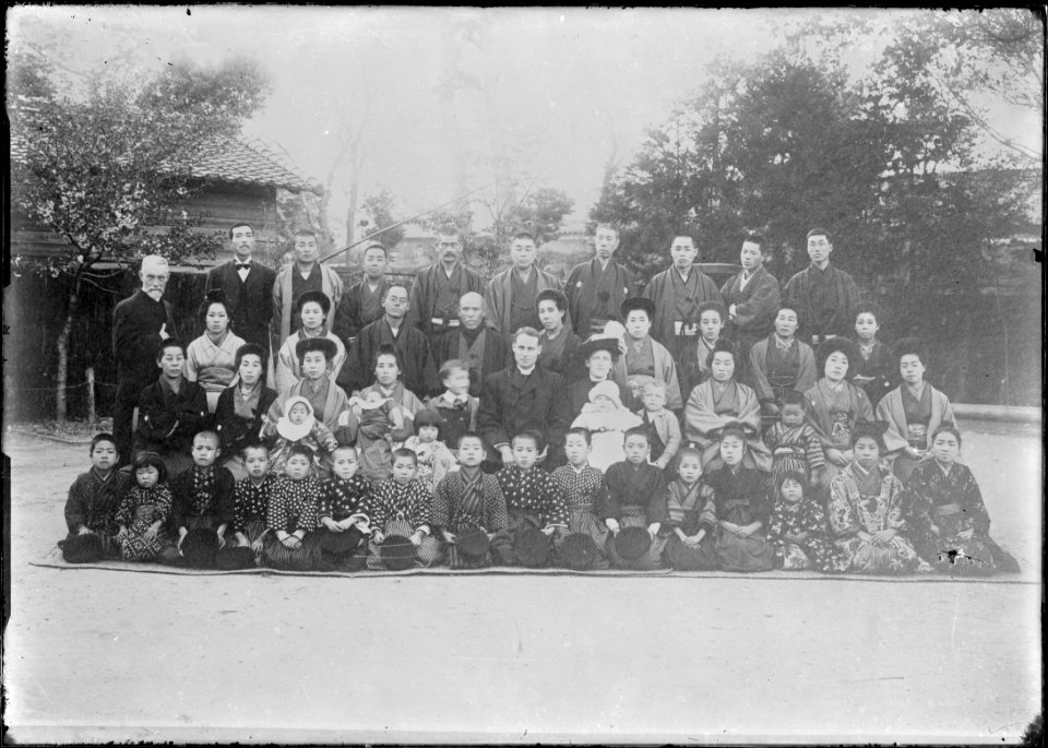 Group portrait of extended Japanese family