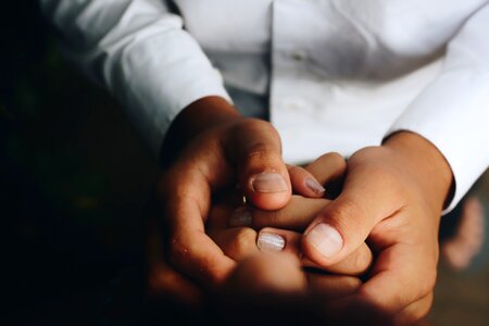 Holding hands sleeves nail photo