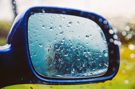 Wet rain drops car