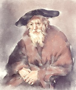 Portrait of an old man in an armchair photo
