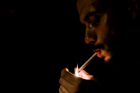 Ignite the mouth of the a man