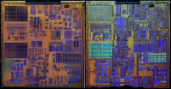 pentium4_northwood_compare_of_etching_and_lapping photo