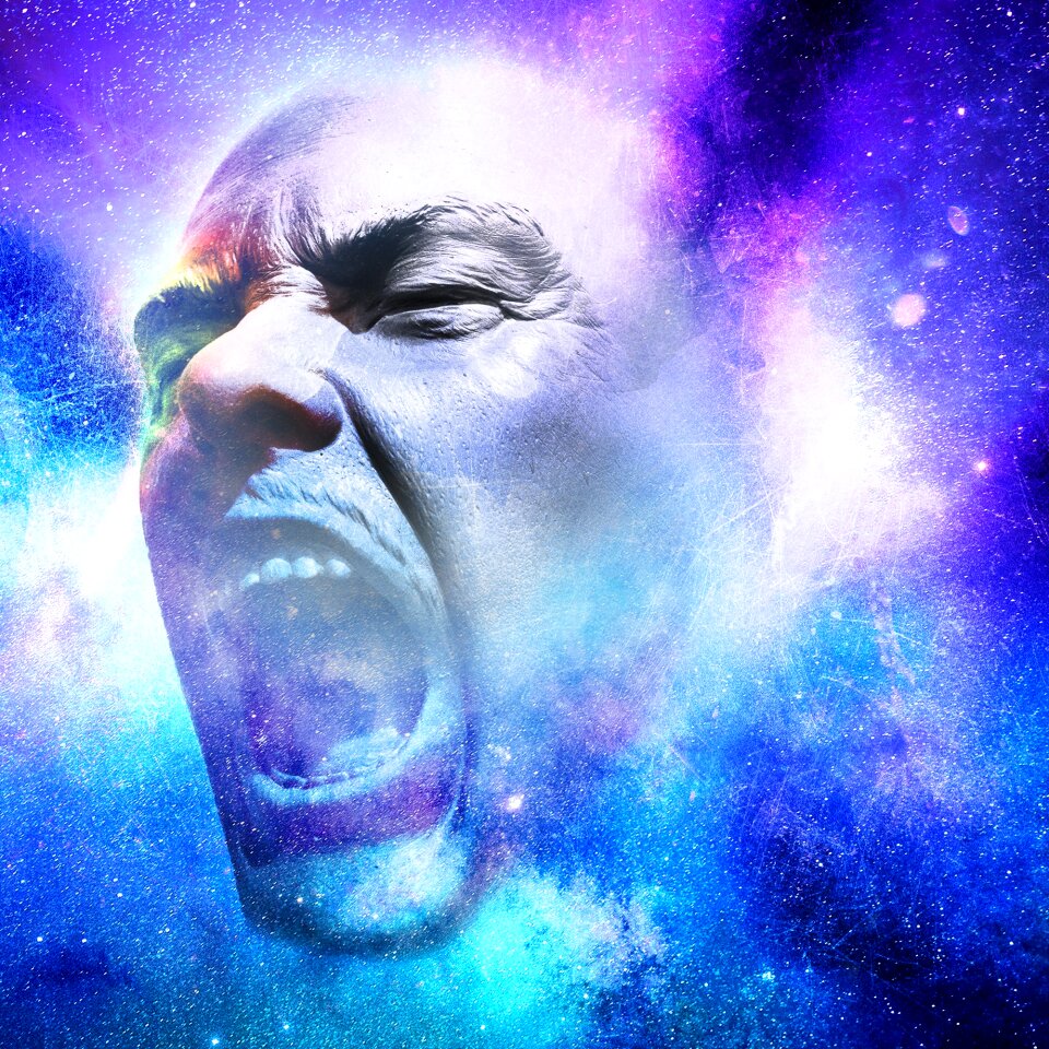 Space blue art blue skull