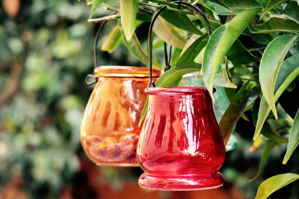 Colored glass red orange
