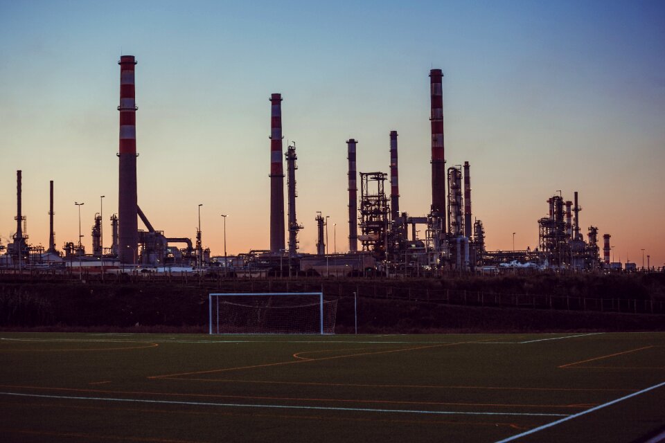 Industrial factories sunset