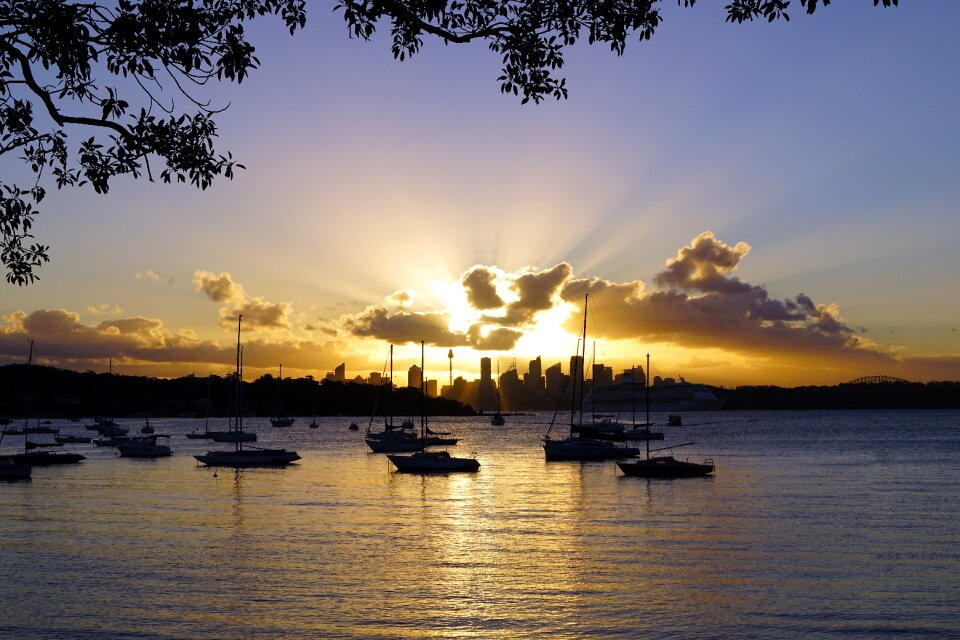 Skyline city sunset