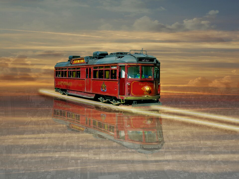 Tramcar horizontal plane sky photo