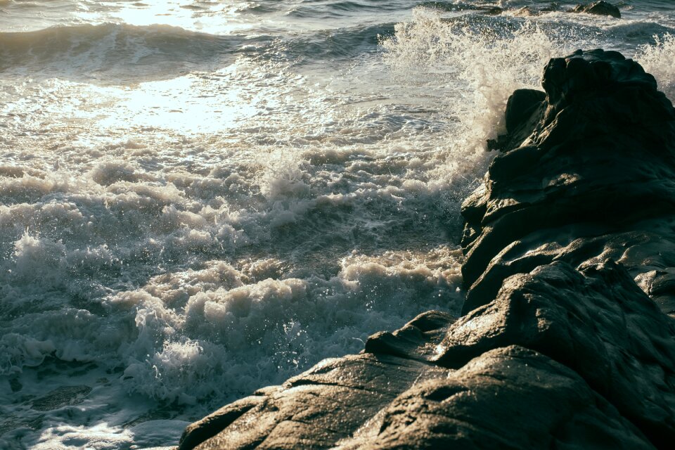 Waves coast rocks