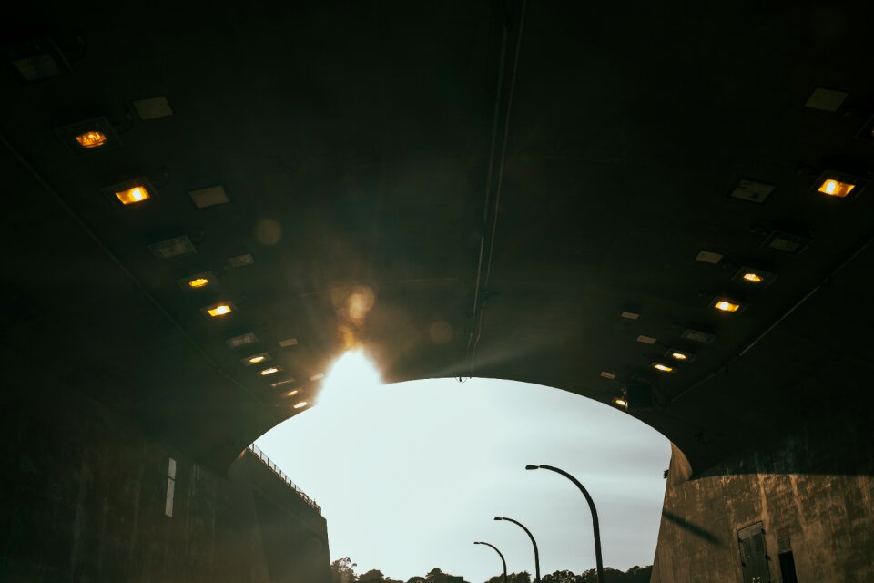 Road overpass lamp posts