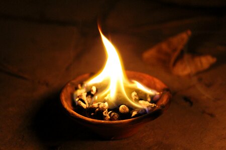 Ignite fire burning diya photo