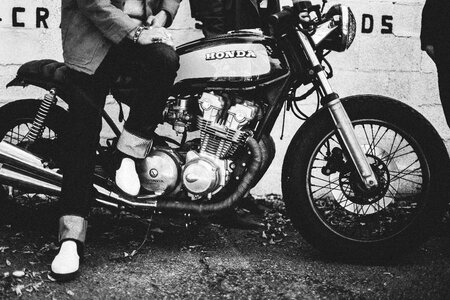 Motorbike black and white lifestyle photo
