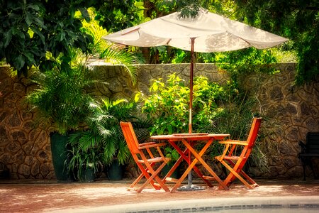 Seating area parasol tropical photo