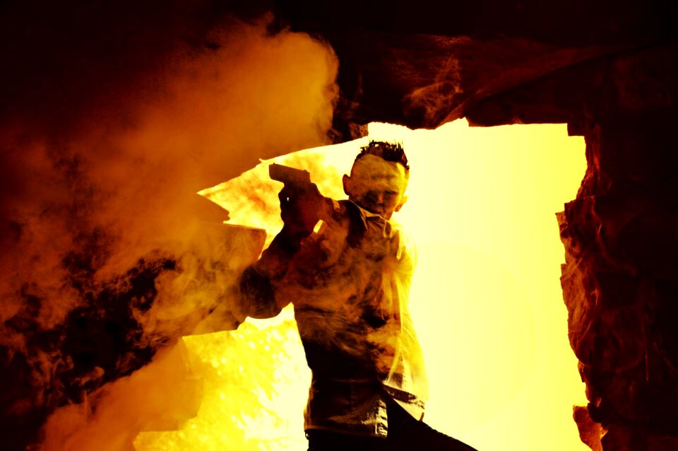 Explosion smoke cave