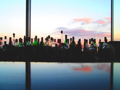 Booze bottles window photo